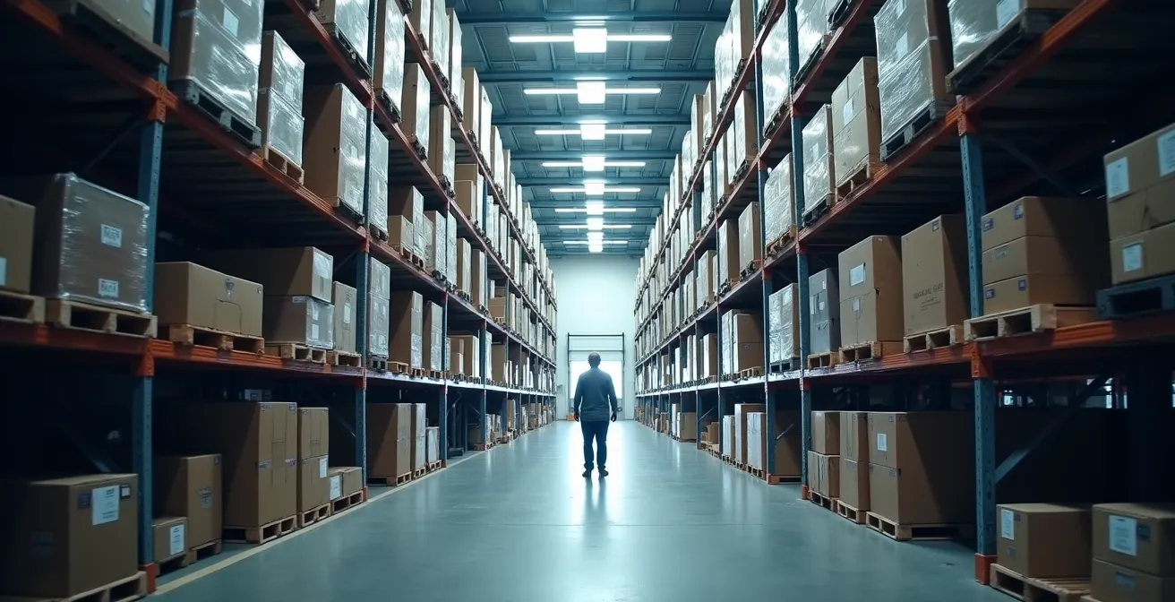 Lagerarbeiter scannt hochwertige A-Artikel im Hochregallager