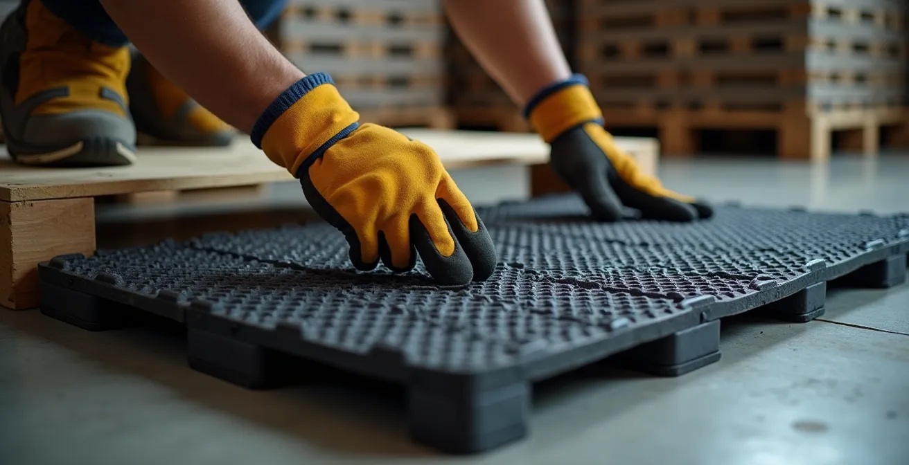 Antirutschmatte unter schwerer Ladung zeigt erhöhten Reibbeiwert