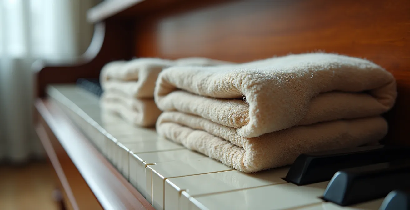 Nahaufnahme verschiedener Packdecken-Materialstärken im Vergleich