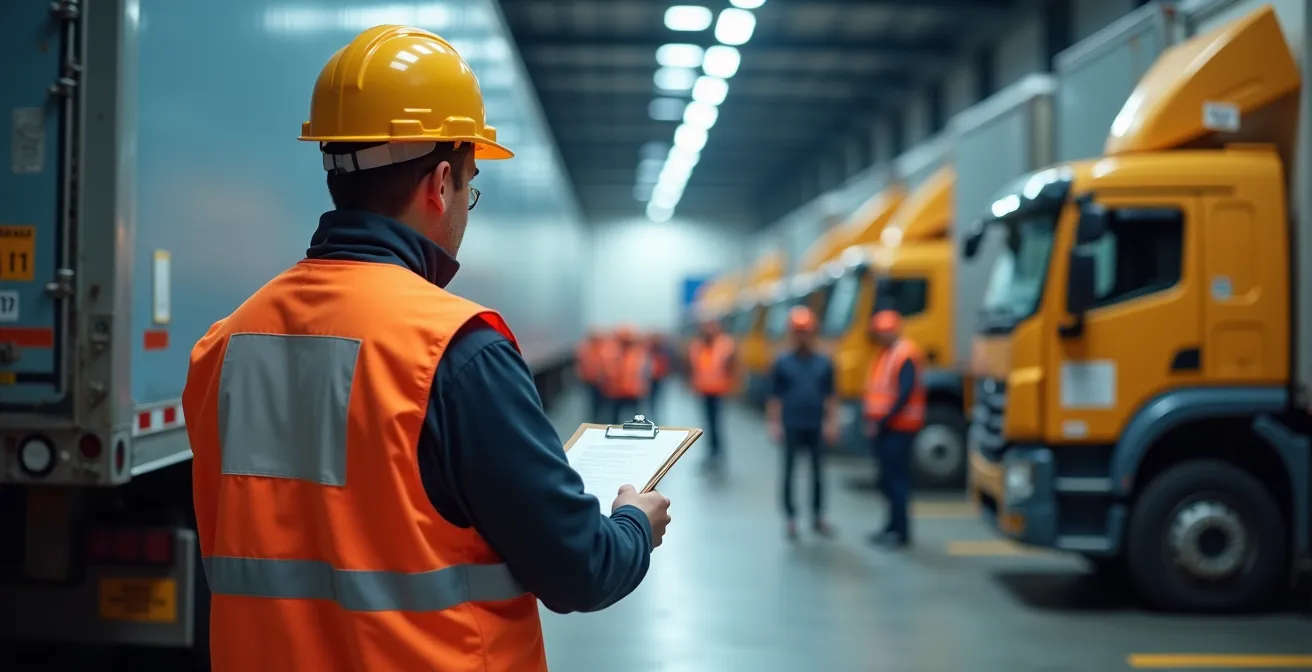 Vogelperspektive auf Laderampen mit optimierter Zeitfensterplanung